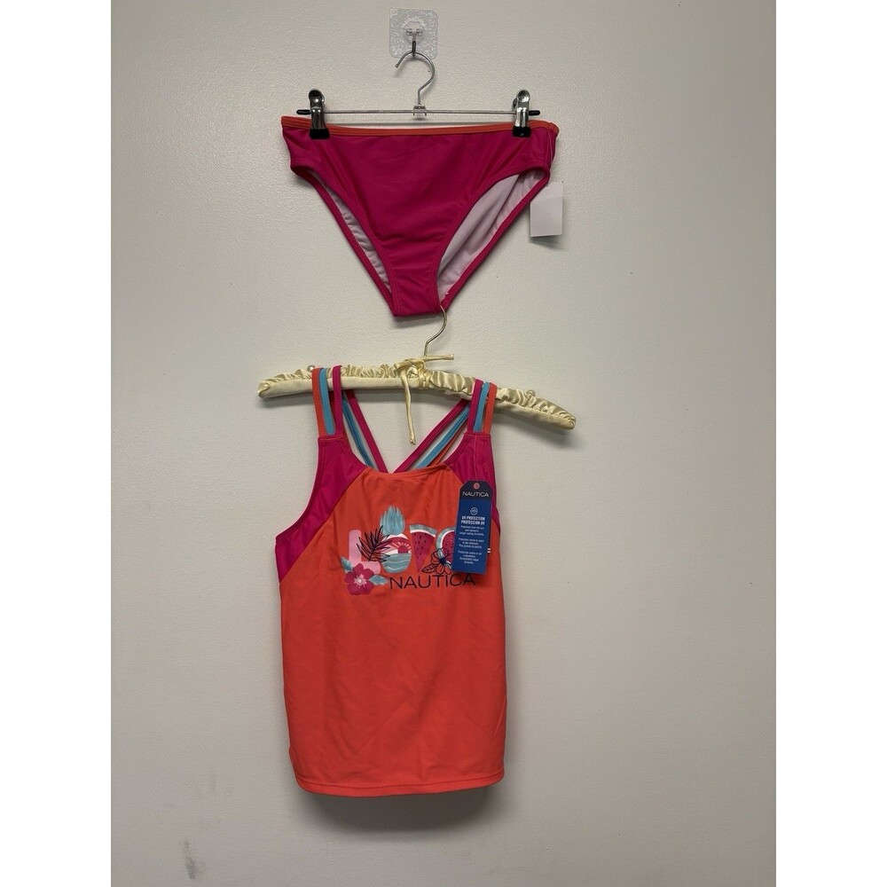 NEW Nautica Girl's Swimsuit 2-Piece Size L 12/14 Tankini & Bikini Bottom Set NWT